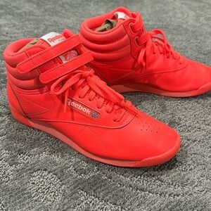 •Reebok classic neon hi-tops•